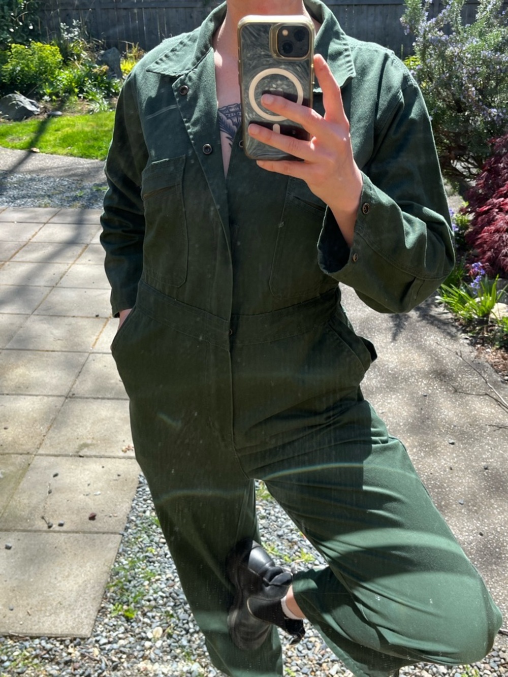 Vintage Army Green Key Coveralls